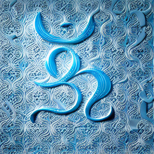 Om symbol embossed on a tranquil background